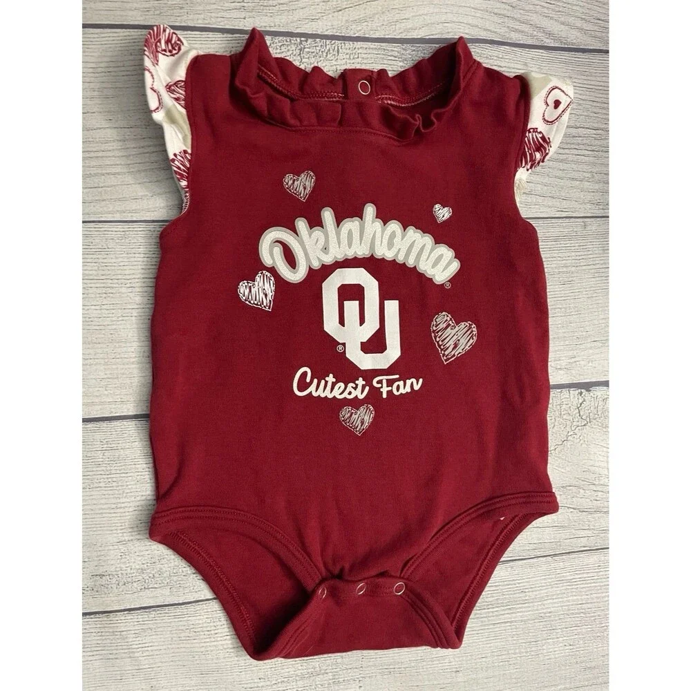 University of Oklahoma OU Little Girl Toddler Onesie Bodysuit, Size 18 months